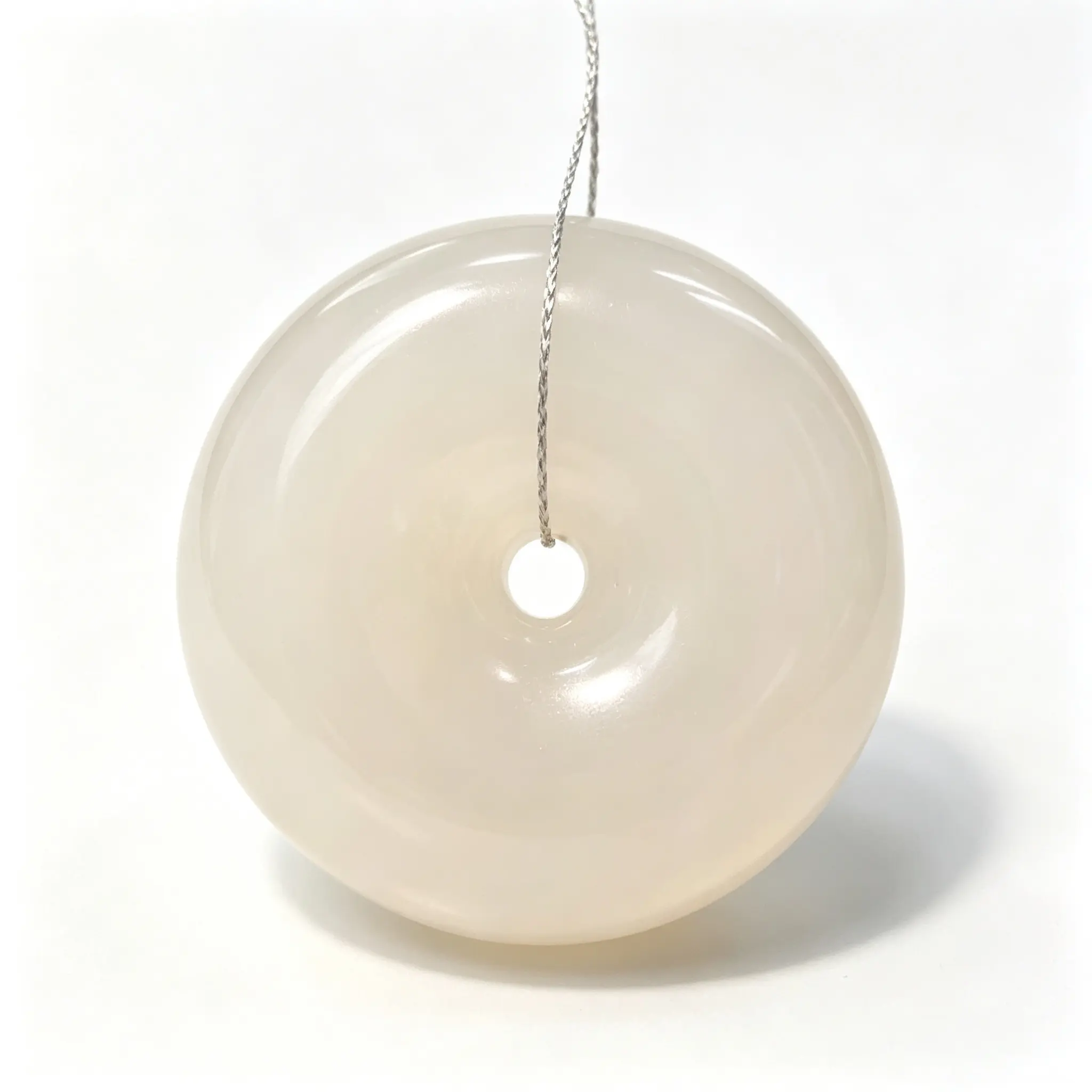 Natural Pale Pink Jade Ping An Kou Pendant, Smooth Round Donut Necklace, Healing Gemstone Jewelry for Daily Wear & Gift