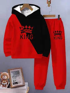 Boys Spring Hoodie Set Comfortable Two-Piece Casual Set, Kids Fashion for Middle and Big Children, Stylish Sweatshirt and Pants Set Hoodies