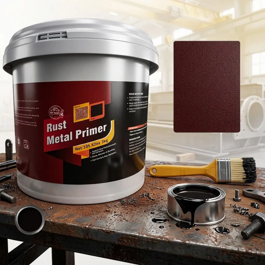 6.6lbs/3kg Rust Converter & Metal Primer Black Inhibitor Paint for Metal, Automotive Rust Reformer & Seal, Converts Rust into a Stable, Paintable Surface, Ideal for Steel, Iron, Aluminum (garage Doors, Fences, Pipes, Parts, Machinery)Easy Application.