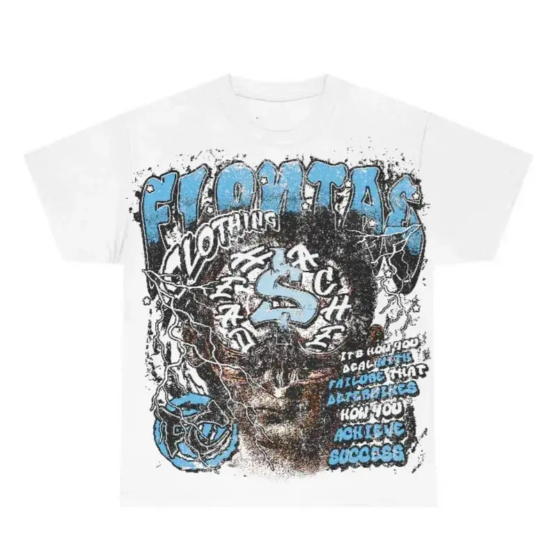 Oversize Menswear Men's Round Neck 11s Legend Blue Flontae Crew Neck T-Shirt, Cotton, Headstorm Graphic, Casual, Comfortable, Breathable Top men fashion