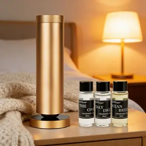 2026 BPA-Free Diffuser Starter Kit 3 Top-Rated Oils 1000 sq ft Powerful Mist Remote Control Adjustable Timer Night Light Child-Safe Aluminum Fragrance Machine for Home Hotel
