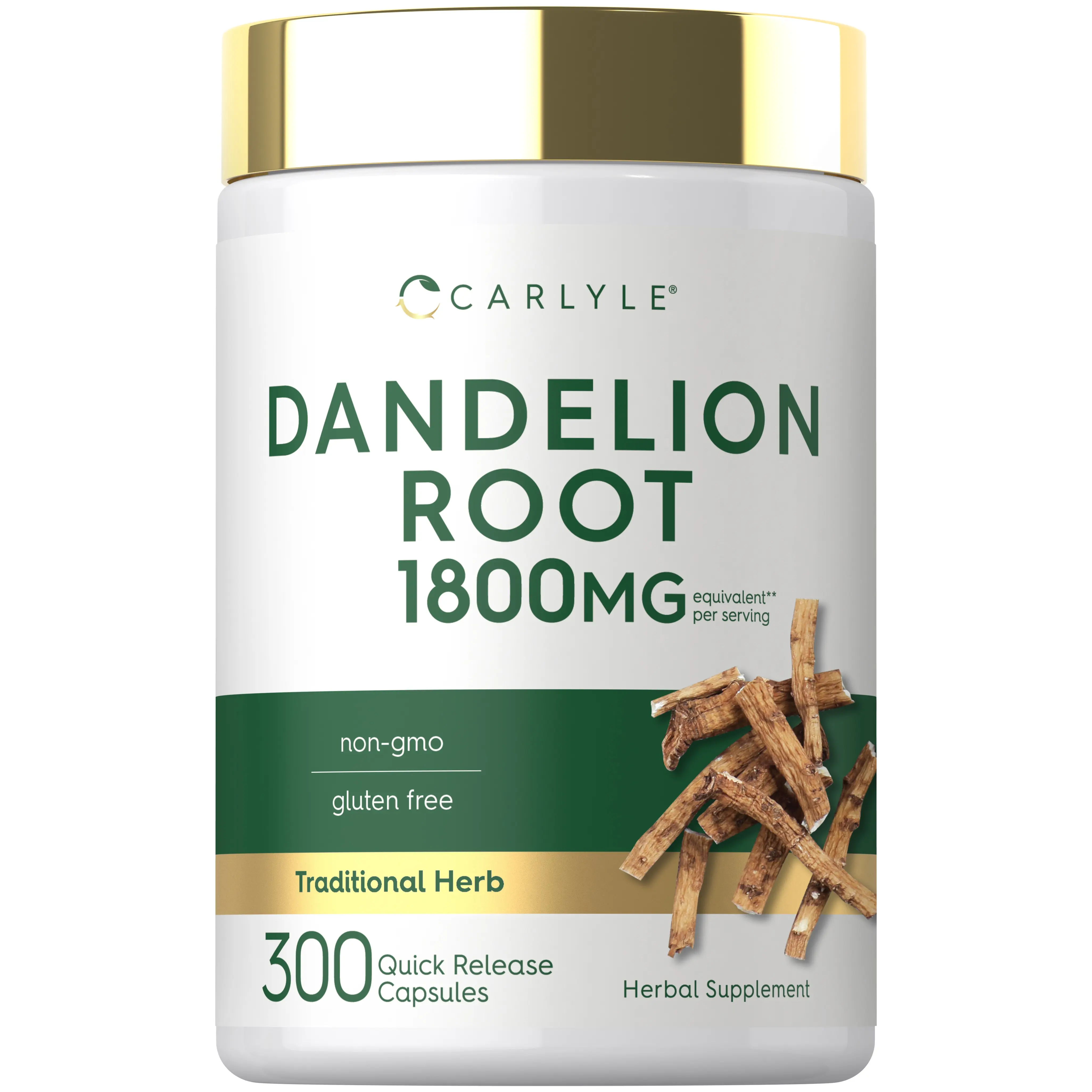 Carlyle Dandelion Root | 1800mg | 300 Capsules | Non-GMO, Gluten Free Supplement Carlyle Dandelion Root | 1800mg | 300 Capsules | Non-GMO, Gluten Free Supplement