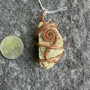 Wire Wrapped Stone Pendant with Copper Wire Design Handcrafted Jewelry