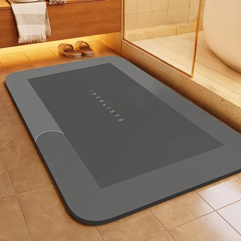 Minimalist Thick Decor Bathroom Mat, Absorbent Non-Slip Rubber-Backed, Machine Washable Quick-Dry Modern Rectangle Rug for Bathroom Floor, Shower