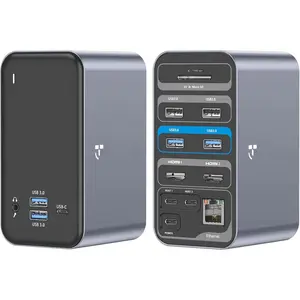 USB C Docking Station Dual  for MacBook Pro, 15 in 2 USB C Laptop Docking Station Dual  HDMI for MacBook Pro/Air with 2 4K HDMI Display, 6 USB A,USB C, SD& SD,LAN, 87W PD 3.0