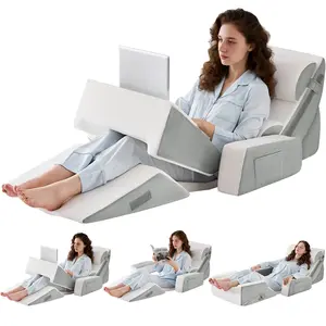 9PCS Wedge Pillow Set for After Surgery Recovery Adjustable Memory Foam Neck & Leg Pillow Relieves Pain Sleep Apnea Reading Pillow