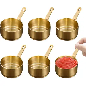 6pcs 304 Stainless Steel Dipping Sauce Cups with Handle, 2.7oz Reusable Condiment Cups, Ideal for Ketchup & Seasoning