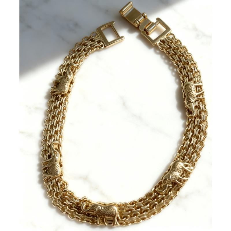 Lucky Elephant Bracelet Women Adjustable Gold Plated Jewelry Gift for Friend