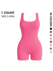 Wearable Seamless Waist Trainer Yoga Jumpsuit, Tight Fit Short Pants Style, Home & Leisure Shapewear, Comfortable Body Sculpting, Tummy Control Jumpsuit