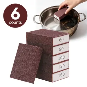 CLEAN MAGICIAN 6 Pack Cleaning Sponge Rust Remover for Kitchen Pots Powerful Decontamination Tool Versatile Household Cleaning Gadget