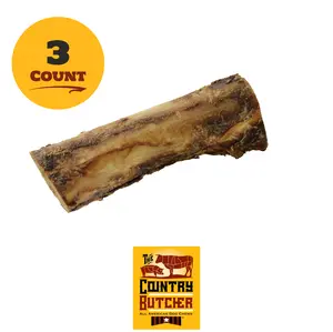 The Country Butcher 7" USA Beef Marrow Dog Bones for Aggressive Chewers Large Breed Natural Tough Chew Toy 3 Count Made in USA