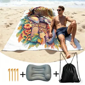 2026 New 4-in-1 Sandproof and Quick-Drying Beach Towel Set | Includes pillow & ground pegs, lightweight and easy to pack, a multi-functional essential for beach, pool, and picnics