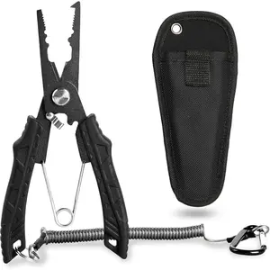 Swiilpo Saltwater Fishing Pliers, Split Ring Pliers for Fishing with Safety Lock, Fish Pliers with Sheath and Lanyard, Fishing Gifts for Men line kit Multi-Material Cutter circlipQuesear