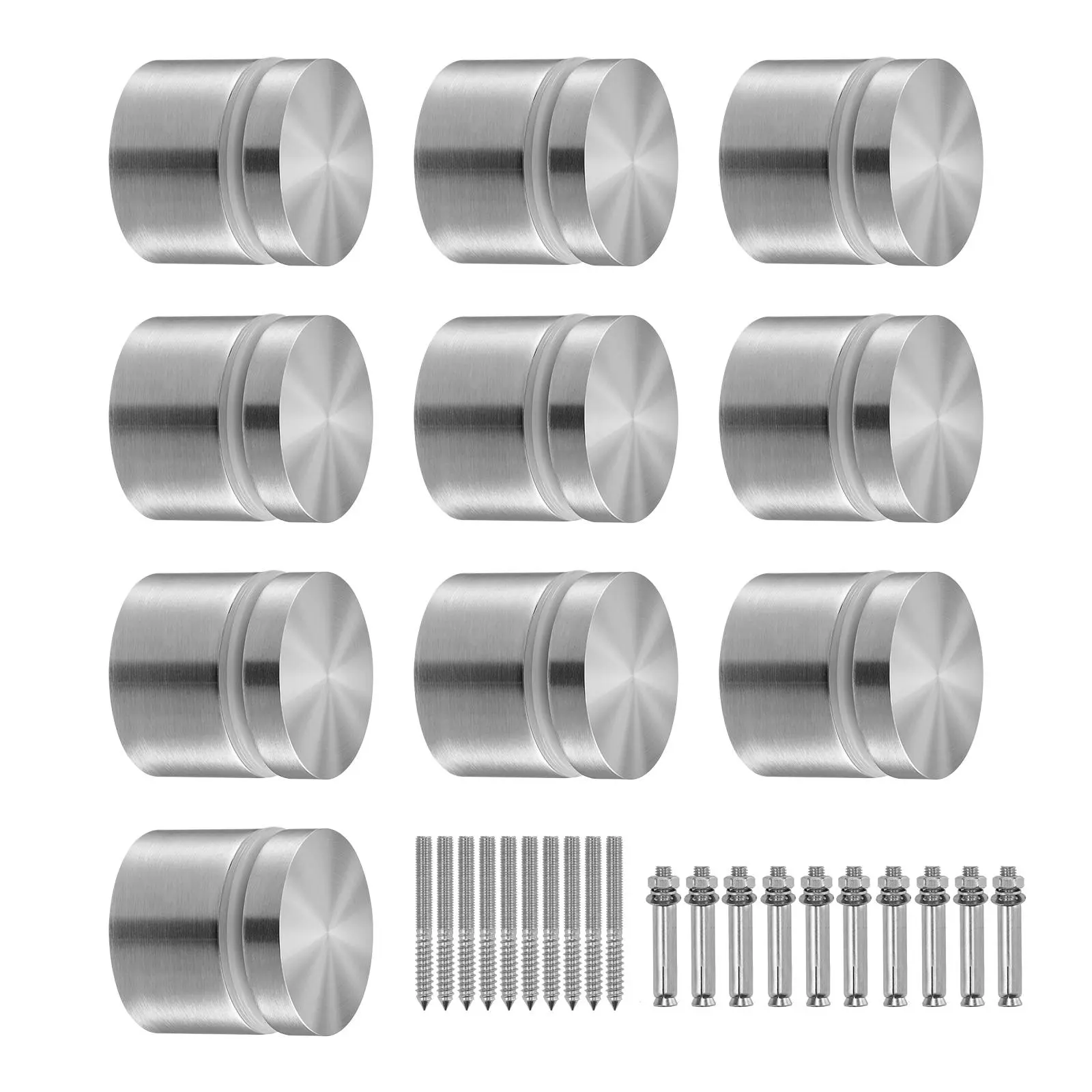 VEVOR 10 PCS 316 Stainless Steel Round Clamp, Heavy Duty Glass Clamps for Wood Railings, Multi-Size Fit 0.31"-0.62" Inches Tempered Glass, Quick Installation Silver Hardware Fasteners for Balcony, Pool