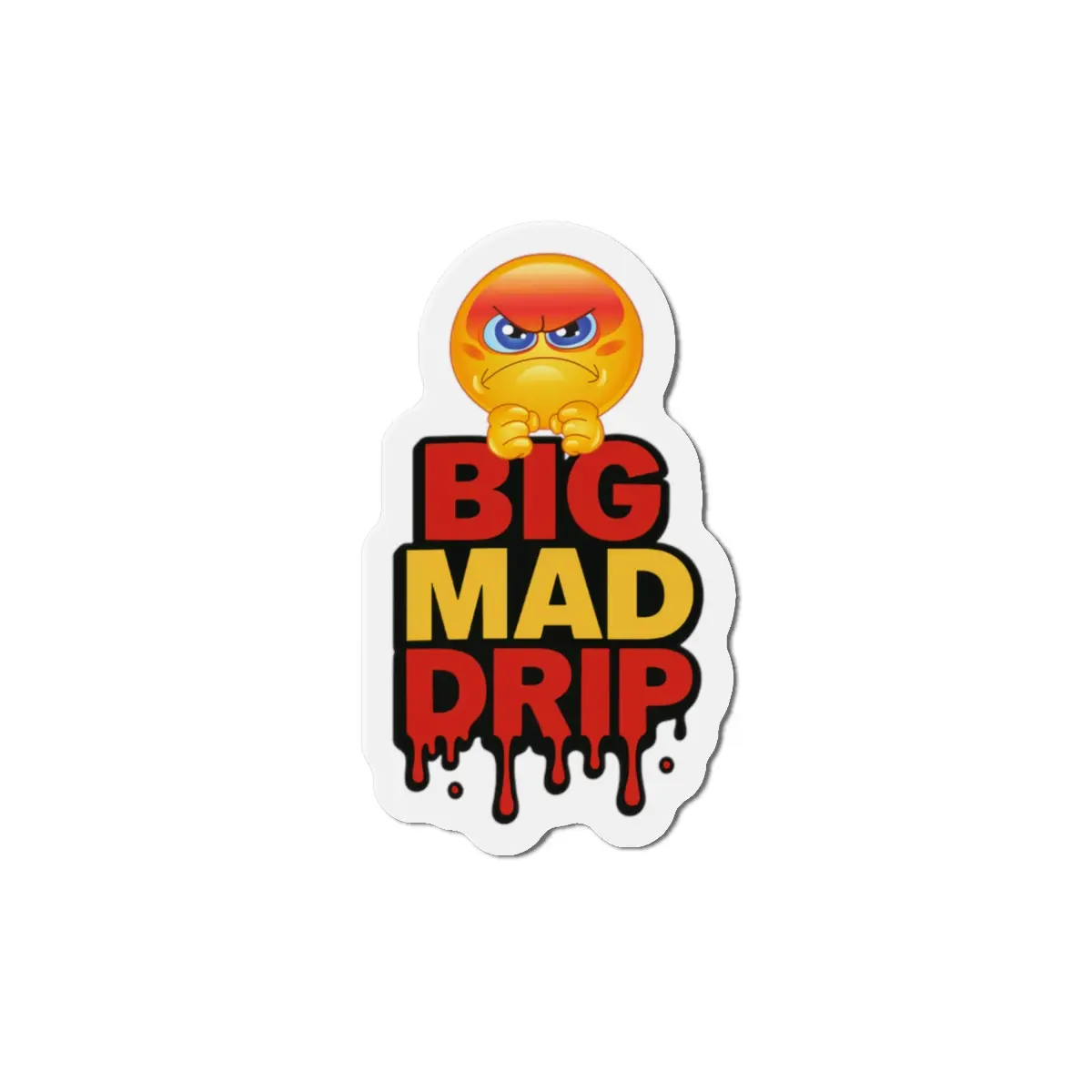 Funny Die-Cut Magnets, Big Mad Drip Mood Magnet, Cool Fridge Decor, Gift for Teens, Expressive Emoji Magnet Matte Vinyl
