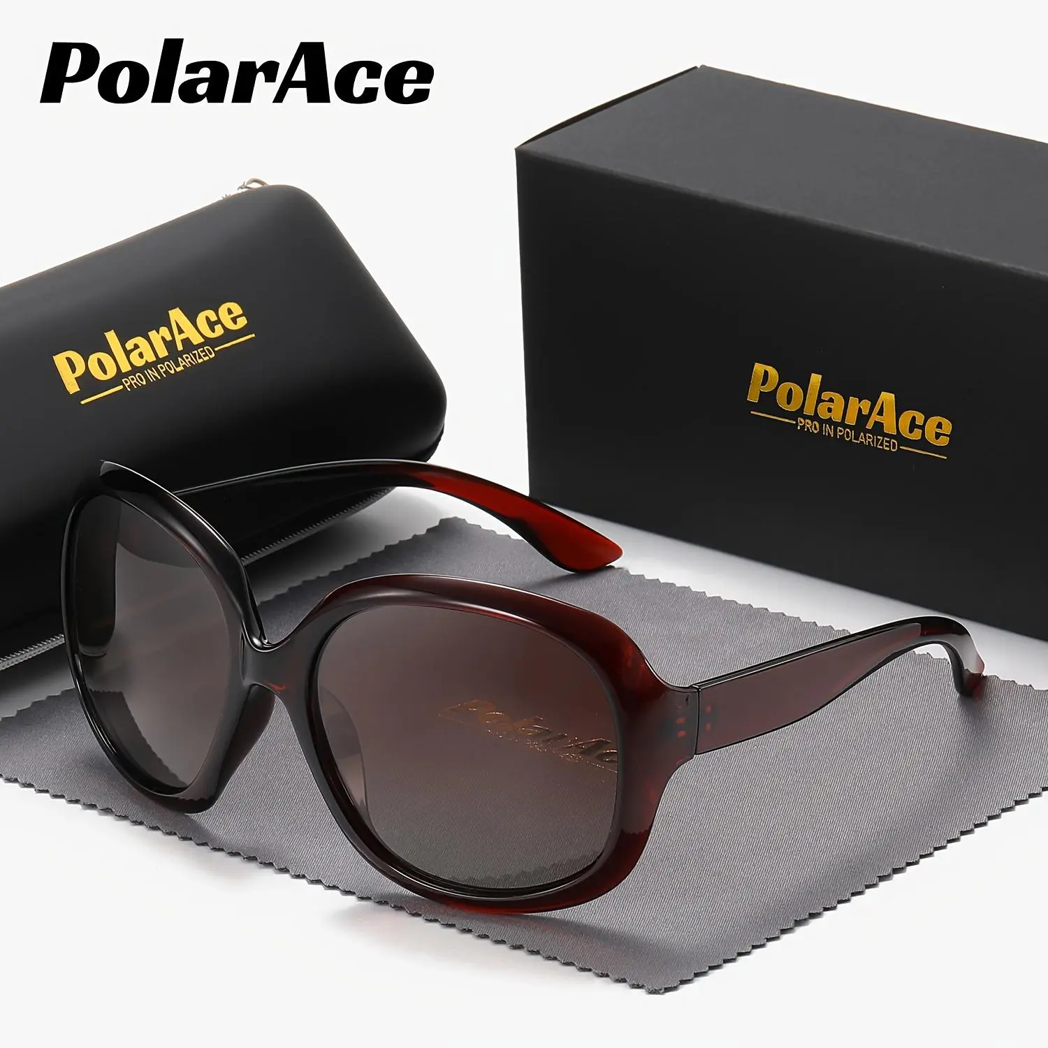 PolarAce Unisex Large Oval Frame Resin Polarized Sunglasses 