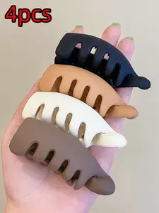 3pcs/4pcs Frosted Fat Fish Clips, High Ponytail Twist Banana Clip, Vertical Hair Clip, Small Size for Teen Girls, Low Volume Hair Accessories, Fun Claw Clips