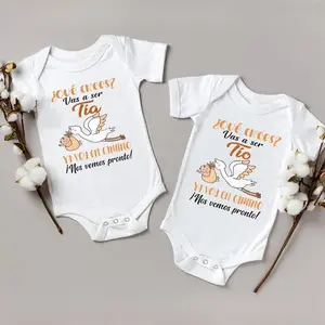 You Will Become An Aunt/Uncle Spanish Printed Newborn Romper Pregnancy Announcement Clothes Baby Reveal Bodysuit for Aunt Uncle