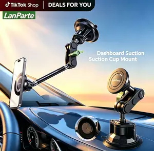 LanParte Dashboard Suction Cup Mount Magnetic Phone Holder for Car, Heavy-Duty 360° Rotation Anti-Shake Dashboard Windshield Mount, Quick Installation, Military-Grade Stability for Truck Drivers, Navigation Accessory Adjustable Magnetic Car Phone Mount