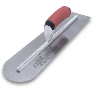 16 x 4 inch Rounded Front High Carbon Steel Finishing Trowel, Concrete Tools, DuraSoft Handle, XtraLite Mount, MXS66RED