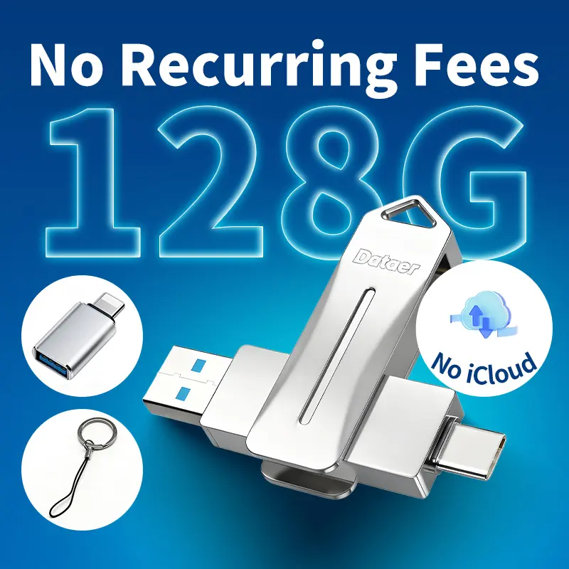 Dataer 3 in 1 Flash Drive 128GB USB 3.0 OTG Plug and Play High-Speed Memory Storage for iPhone iPad Android PC tb drive multifunctional 4 High-Speed Multifunctional memory storage saver thumbdrive flashdrive dispositivos  usb 512 gb
