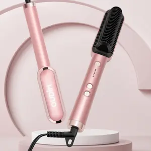 OUDIM Ionic Hair Straightener Brush, Rose Gold Hot Straightening Comb with 5 Temperature Settings, 30s Fast Heating, Ceramic Anti-Scald Hair Straightening Comb with Auto Shut-Off, Frizz-Free, Gift for Women