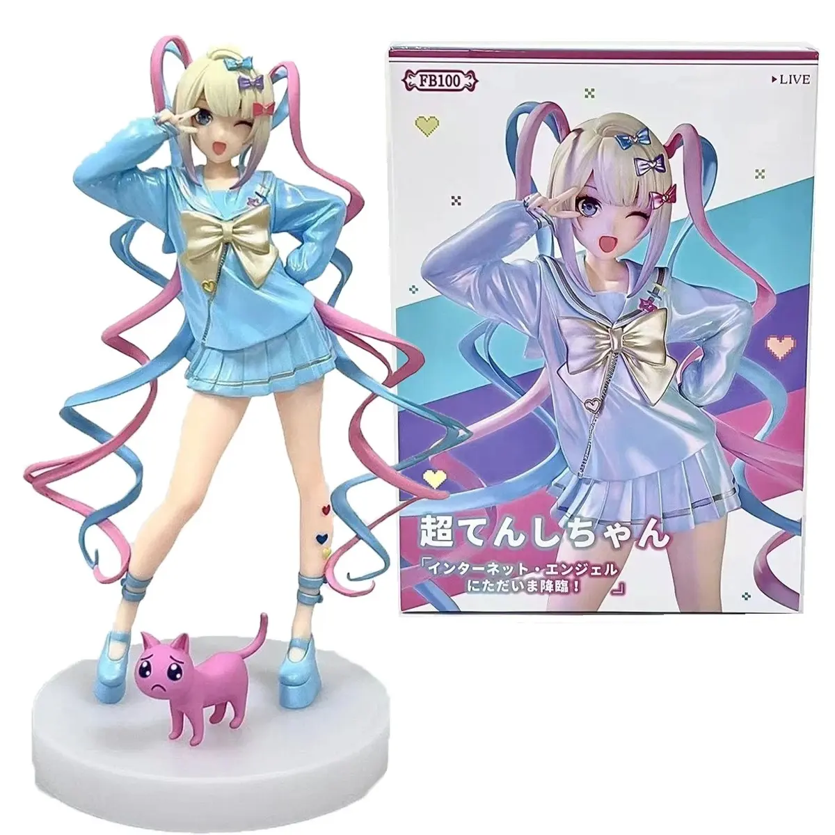 Needy Girl Overdose Anime Figure with cat Action Figures Virtual Uploader PVC Collection Model Ornaments Toys brithday gifts