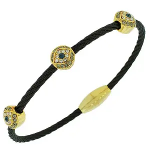 Black Hamsa Alloy Chord Clasp, 2-Tone Design, Evil Eye Musical Instrument Accessory, Approx. 8in, Two-Tone