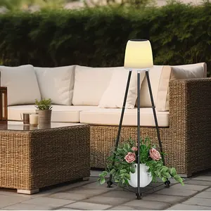 2024 1 count Color-Changing Solar Floor Lamp - Adjustable, Waterproof, and Battery-Powered with Push Button Control for Outdoor Garden Yard, Holiday Decorations - Plastic Shade, Solid Color, Living Room Decor