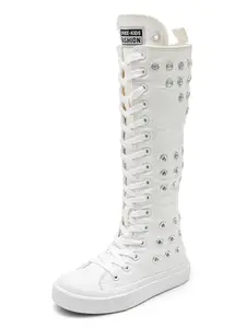 Opoee Kids High Top Shoes, Unisex Canvas Sneakers, Fashion Street Dance, School Shoes, Outdoor Casual Sports Shoes, Girl Knee-High Boots, Lace Up Boots