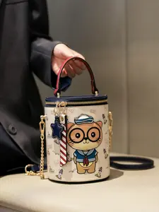 Cartoon Bear Bucket Bag Fashion Women Crossbody Shoulder Handbag Lightweight Casual Single Strap Travel Daily Use Fashionable Bucket Bag