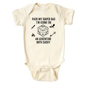 Pack My Diaper Bag I'm Going on an Adventure With Daddy, Baby Onesie, Dungeons & Dragons , DND Baby Gifts , Gamer Baby Announcement