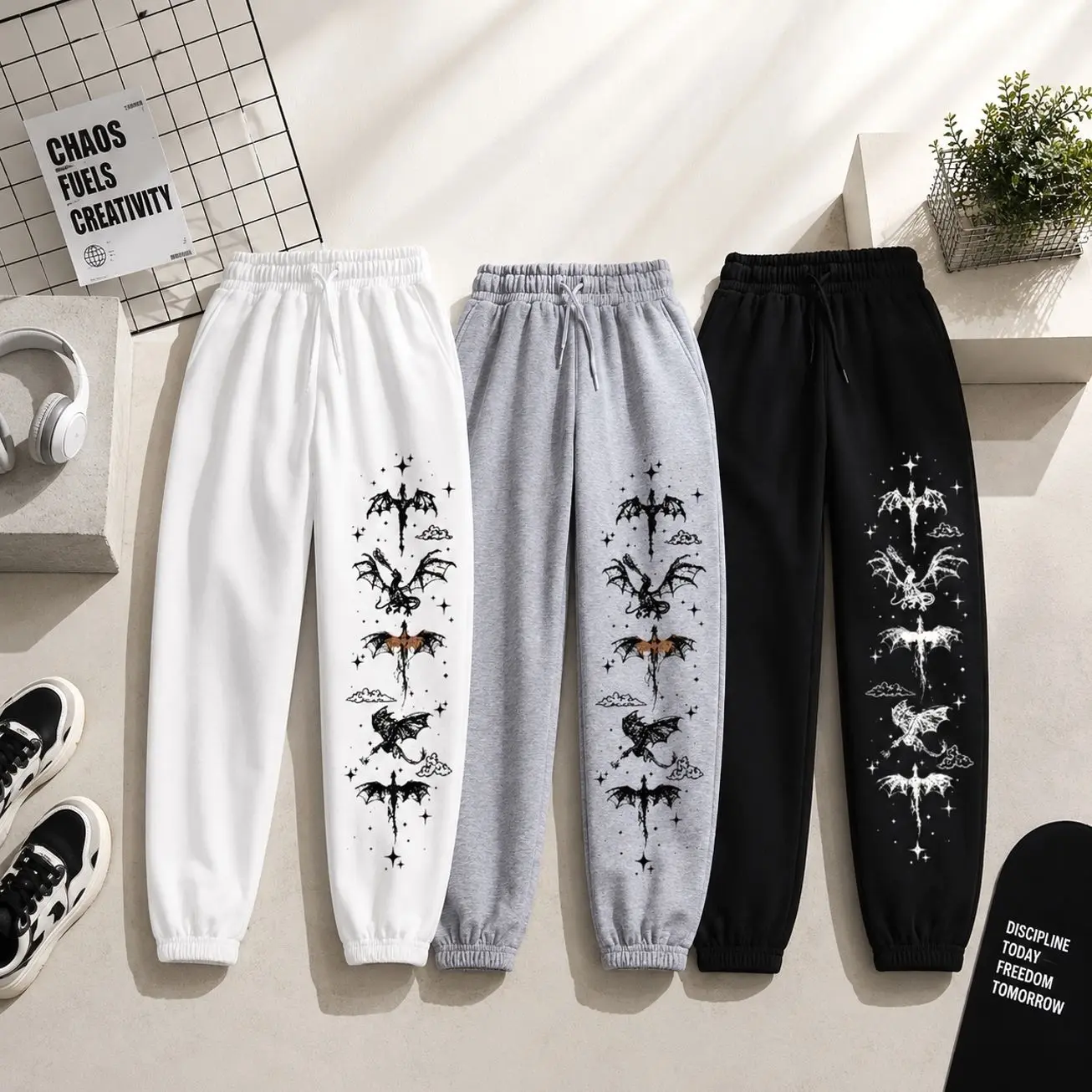 Dark Fantasy Dragon Lounge Pants – Perfect for BookTok & Alt Style G