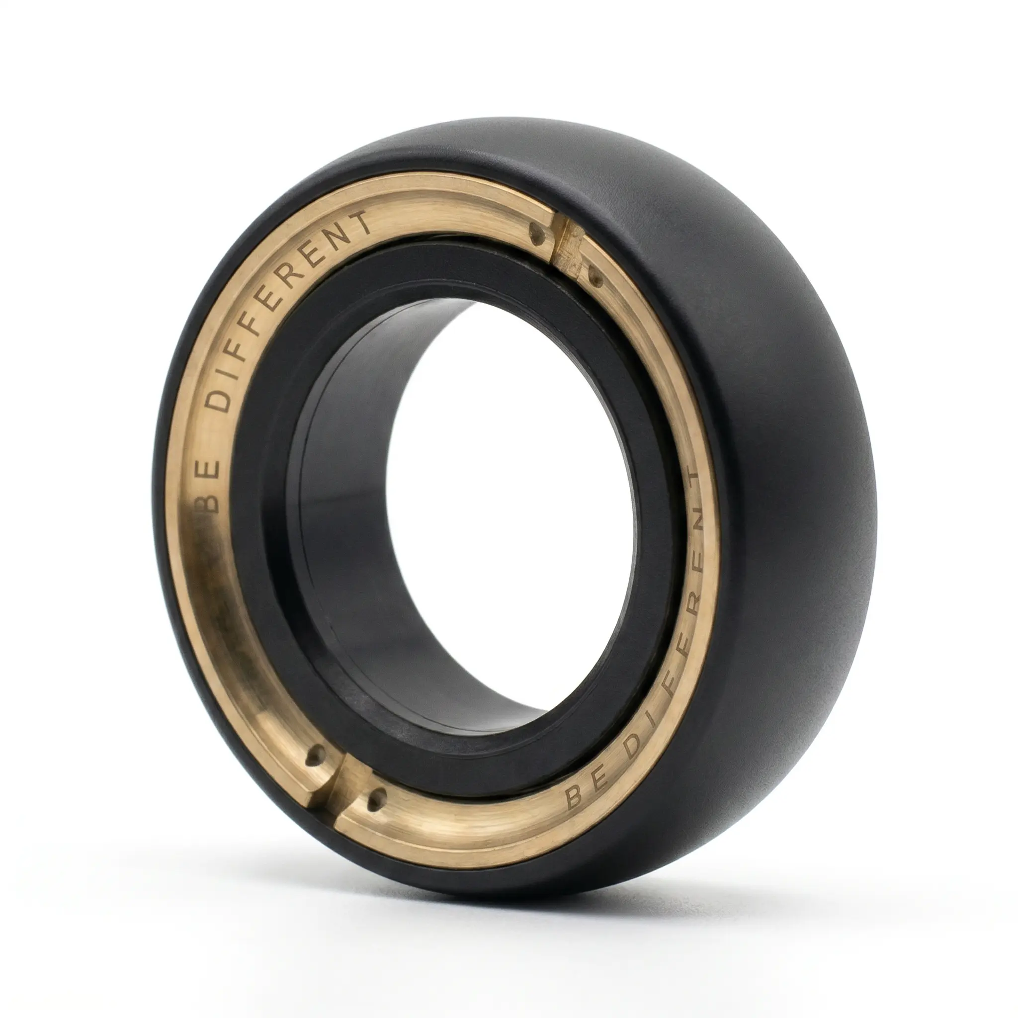 FidgetPulse CNC Metal Magnetic Fidget Spinner Ring – Black Gold EDC Anxiety Relief Toy, Silent Click Focus Tool, Pocket Size Stress Reduction Gadget for Office & Travel