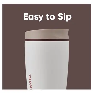 Owala SmoothSip Slider Insulated Stainless Steel Coffee Tumbler, Reusable Iced Coffee Cup, Hot Coffee Travel Mug, BPA Free 12 oz, Vanilla Bean