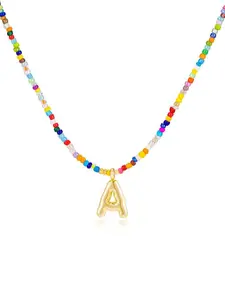 Women's Colorful Letter Necklace, Alphabet Necklace, Personalized Initial Necklace, Handmade Beaded Pendant Chain, Casual Beach Style Jewelry Gift Box Included, Perfect for Friends & Family