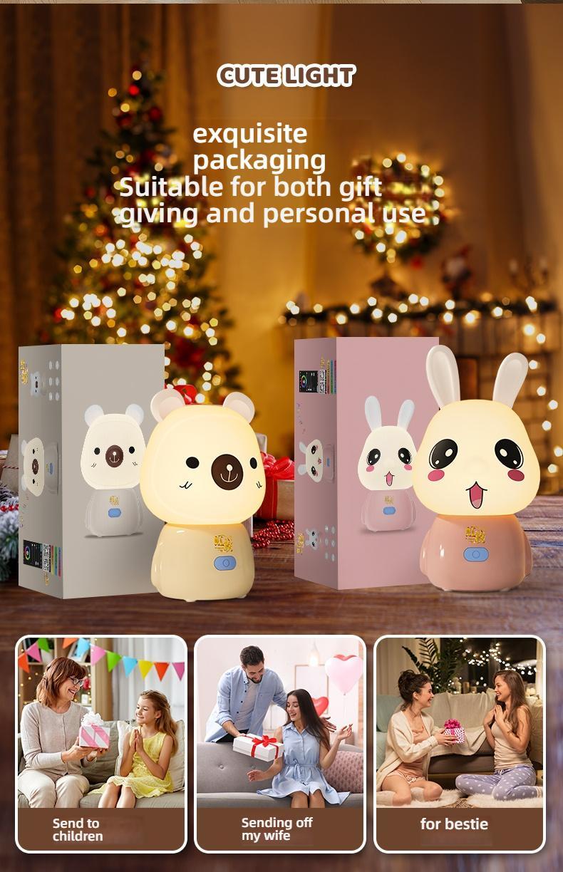 Cute Bluetooth Night Light with App Control - Stepless Dimming, Timer, Colorful Light, Bluetooth Music, Ideal for Sleep & Gift Giving, Perfect for Kids and Bedrooms