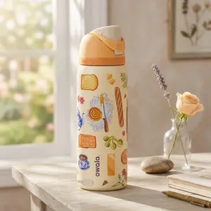 Owala White Breakfast FreeSip 32oz Limited Edition Insulated Stainless Steel Water Bottle with Straw & Flip Lid