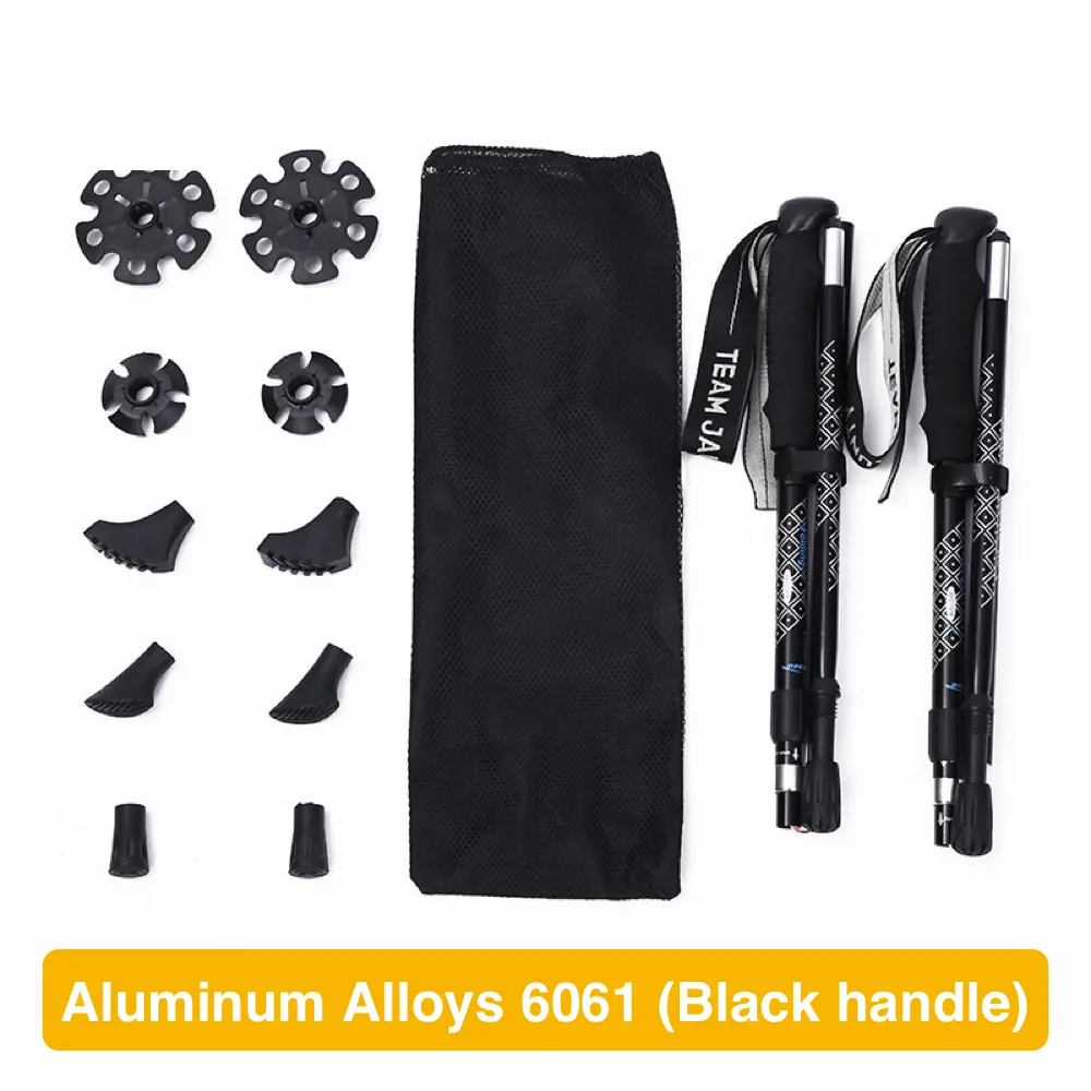 Trekking Hiking Poles Collapsible [1 Pair] - Lightweight Aluminum Alloy Walking Sticks with Soft Grip Cork Handle for Seniors Women Men