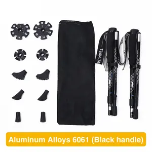 Trekking Hiking Poles Collapsible [1 Pair] - Lightweight Aluminum Alloy Walking Sticks with Soft Grip Cork Handle for Seniors Women Men