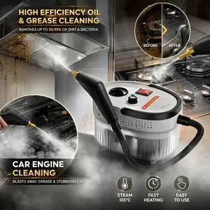 Pzz High-Power Rapid Heating Handheld Steam Cleaner - 5 Multi-Function Nozzles, Large Capacity, and Dual Safety Auto-New Power Protection (Kitchen, Sofa, Floors, Bathroom, Air Conditioner, Refrigerator, Car)  steam cleaner for house, mothersdaygift tiktok