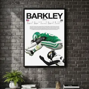[ SPORT UNFRAMED - SALE UP TO 45% ] Saquon Barkley Hurdle Hardline Series Sports Poster Iconic Moment Wall Art