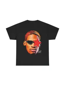Rodman Inspired Vintage Graphic T-shirt Heavy Cotton Tee Basketball Sreetwear 90s Styled Shirt Hiphop Vibes Y2K Aesthetic Throwback Classic Sports Fan Fashion Rero Michael Jordan Allen Iverson Casual Menswear Retro Top Comfy Day Smooth Tshirt Underwear