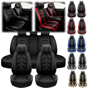 2026 Designed 5 Seat Covers Full Set, 3D Premium Leather Car Front Rear Cushion Protector Pad Mat 5 Sit, Rear Seat Adjustable for 40/60,40/20/40,50/50, Waterproof Breathable Non-Slip with Storage Bag, Universal For Most 4 Doors Car SUV Sedan - Lover Gift