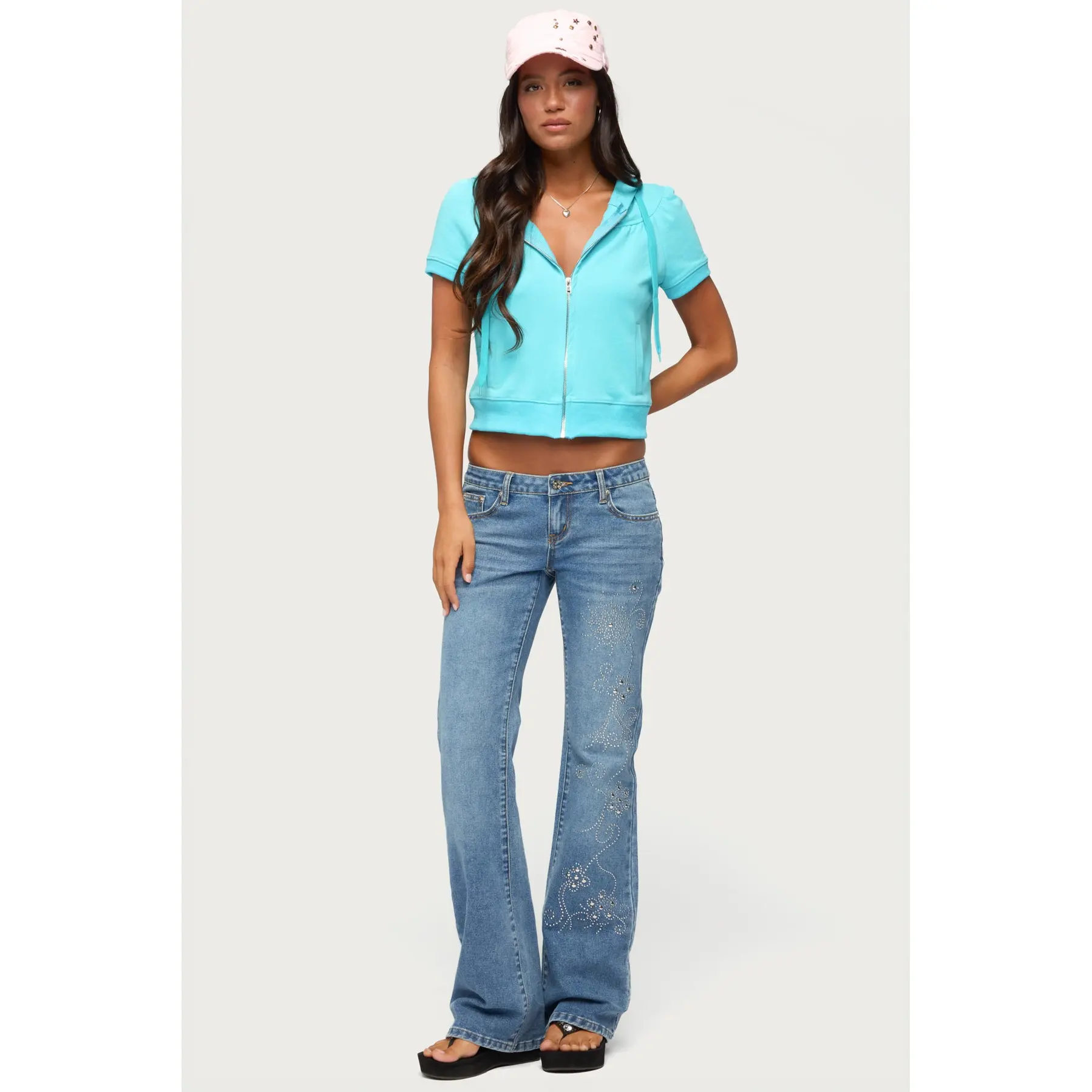 Anola Studded Low Rise Bootcut Jeans
