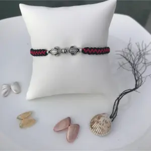 Small Silver Turtles Macrame Bracelet