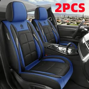 lumbar pillow 2PCS Car seat cover - Waterproof and wear-resistant PU leather - Front double-seater full-wrap seat protection cover - Muscle seat cover - Suitable for all seasons