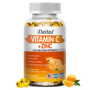 Daitea Vitamin C+Zinc Health Supplement, Supports Immune Health and Skin Health  120 Capsules