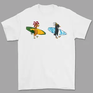 Cody Maverick & Chicken Joe Surfs Up T-Shirt – Funny Summer with Bold Graphics, Soft Cotton Crewneck, Unisex Fit for Men & Women, Menswear Tops