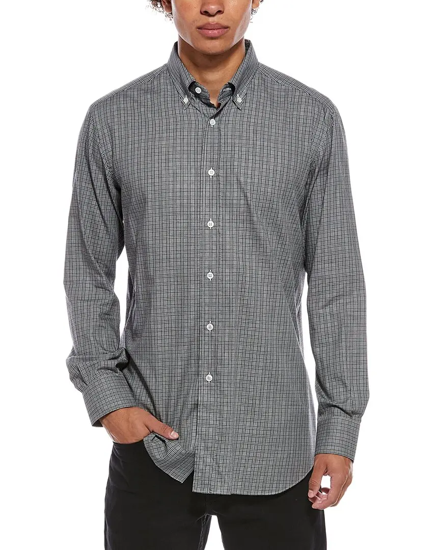 Brioni Plaid Button Up Dress Shirt
